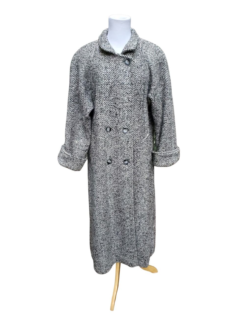 Vintage Forecaster Wool Double Breasted Coat Old Money Tweed Quiet Luxury Sz 7/8
